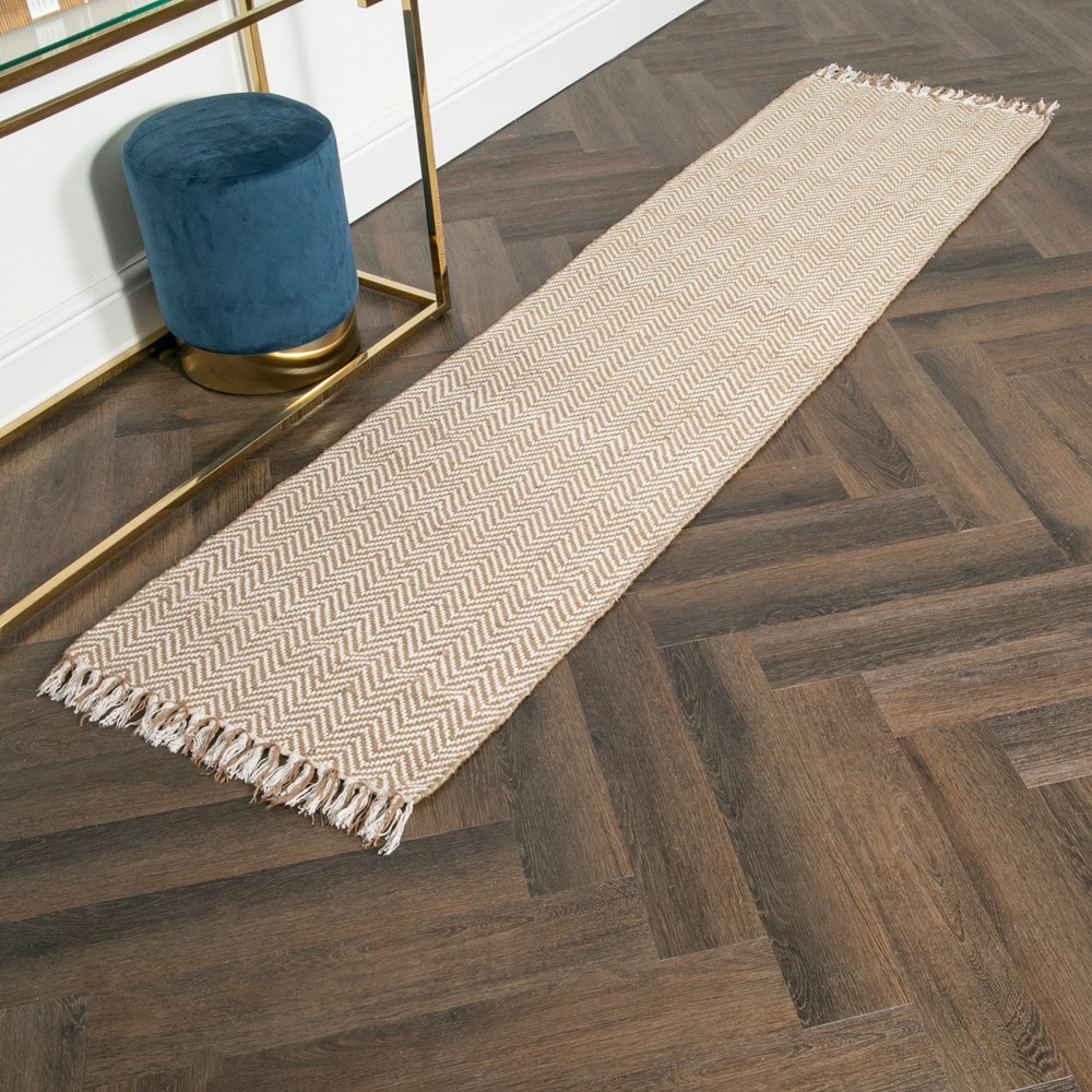 Zara Zig Zag Jute Runner Rug in Natural